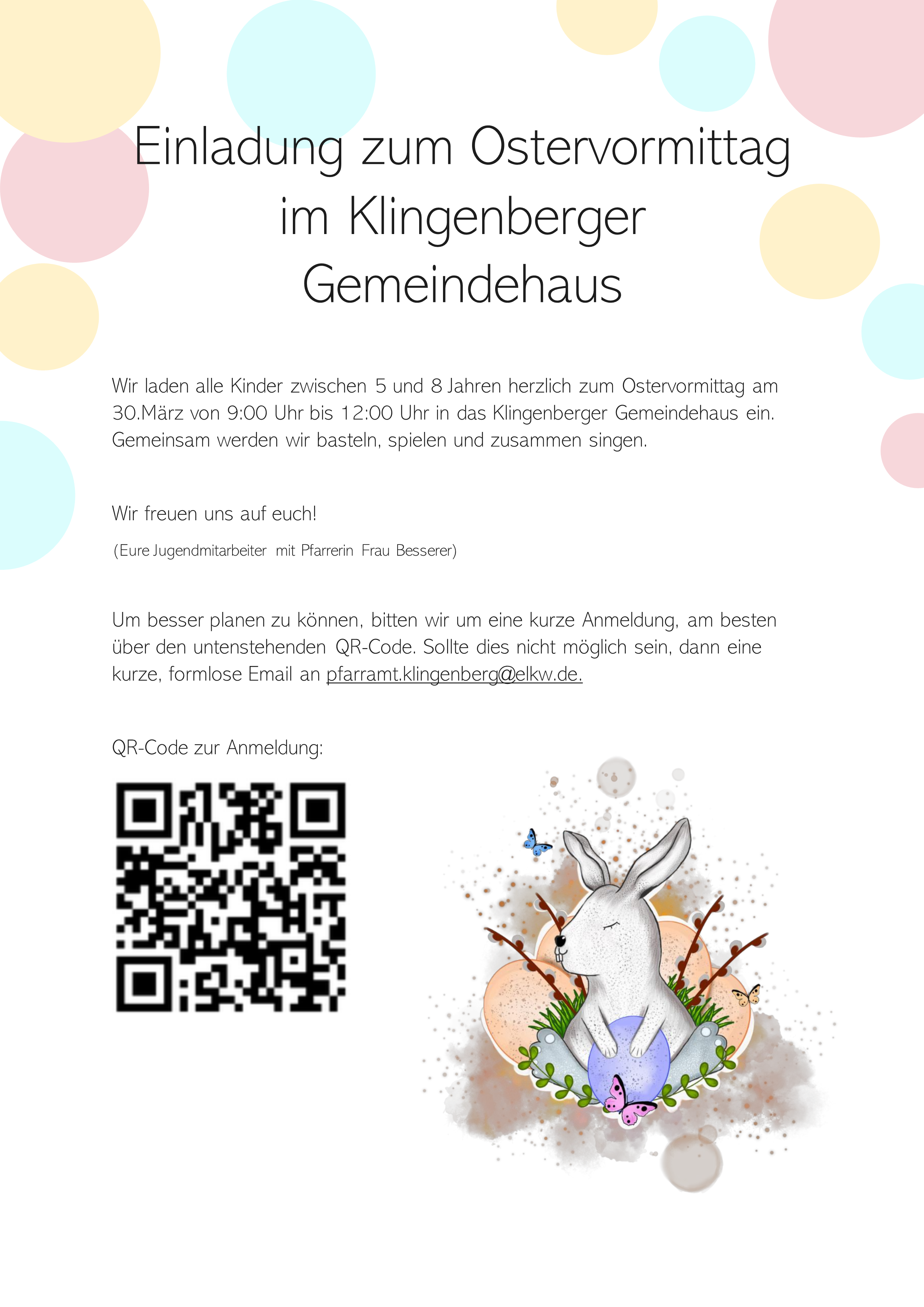 Osterbasteln für Kinder im Lukas-Gemeindehaus in Klingenberg